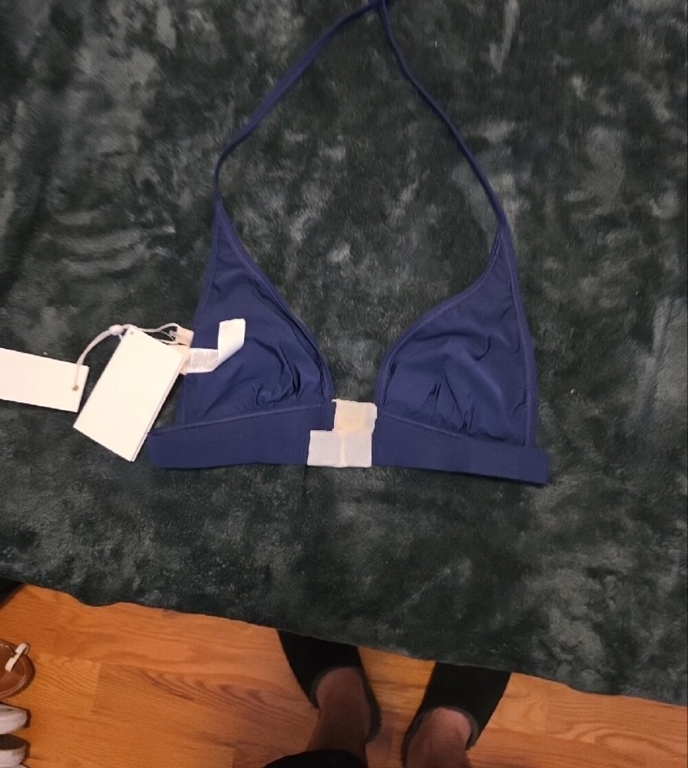 Tory Burch Navy Triangle Halter Bikini Top - Picture 3 of 3